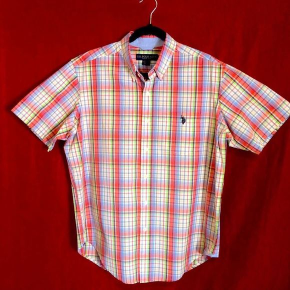 #115 NWOT Colorful Plaid Button Down Short Sleeve Shirt - Picture 8 of 17